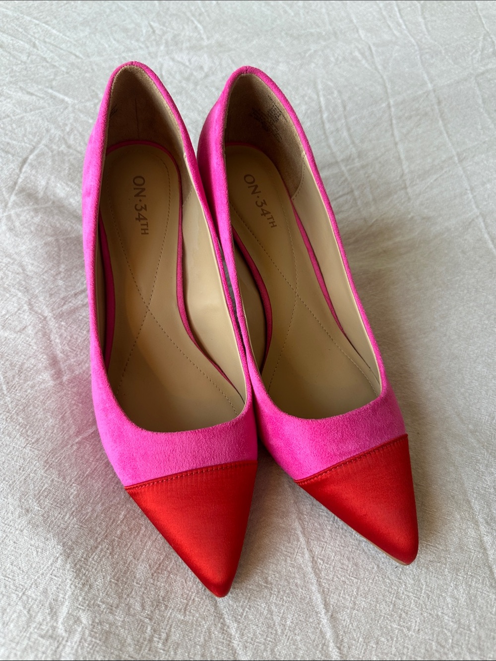 ON 34TH Pink and Red Pointed Toe Heels